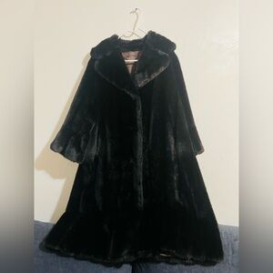 Luxurious Women's Black Faux Fur Coat Styled By Russel Taylor Vintage